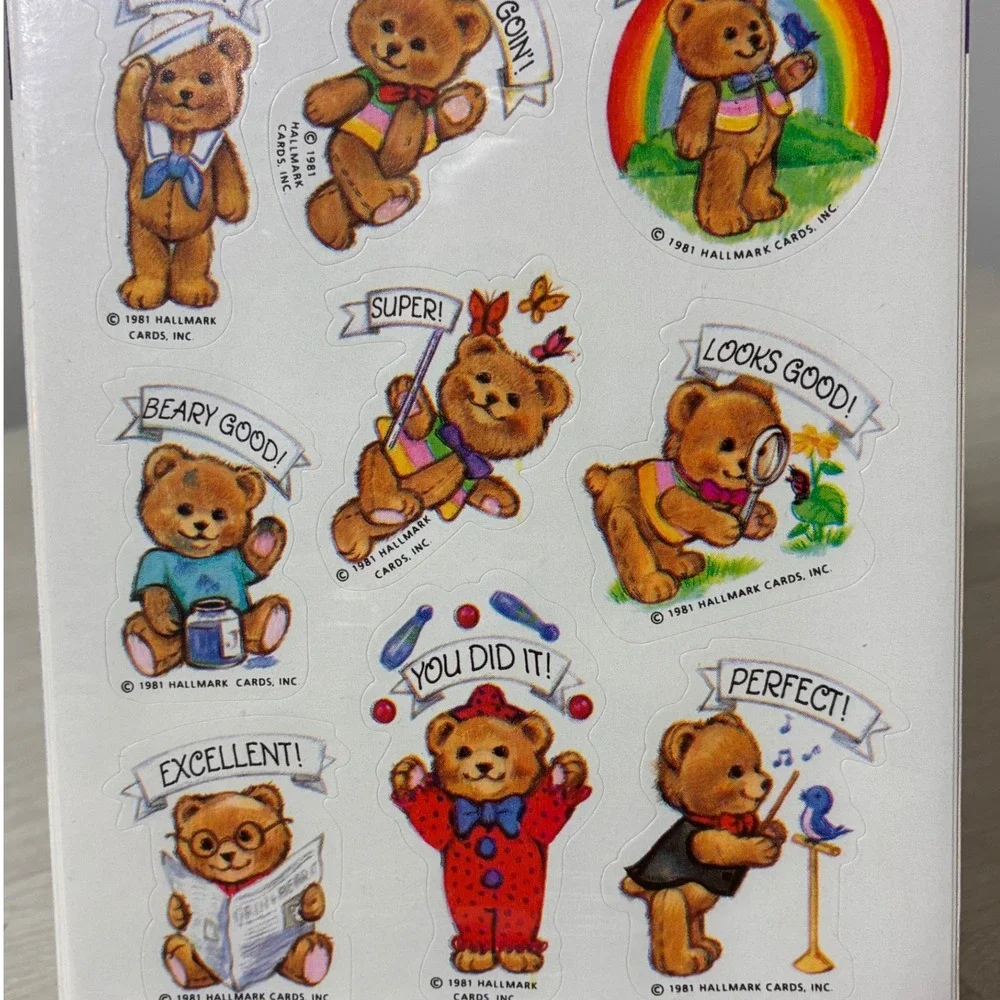 Vintage 1981 SEALED 8 Sheets Hallmark CUTE BEAR REWARD Stickers VALUE PACK